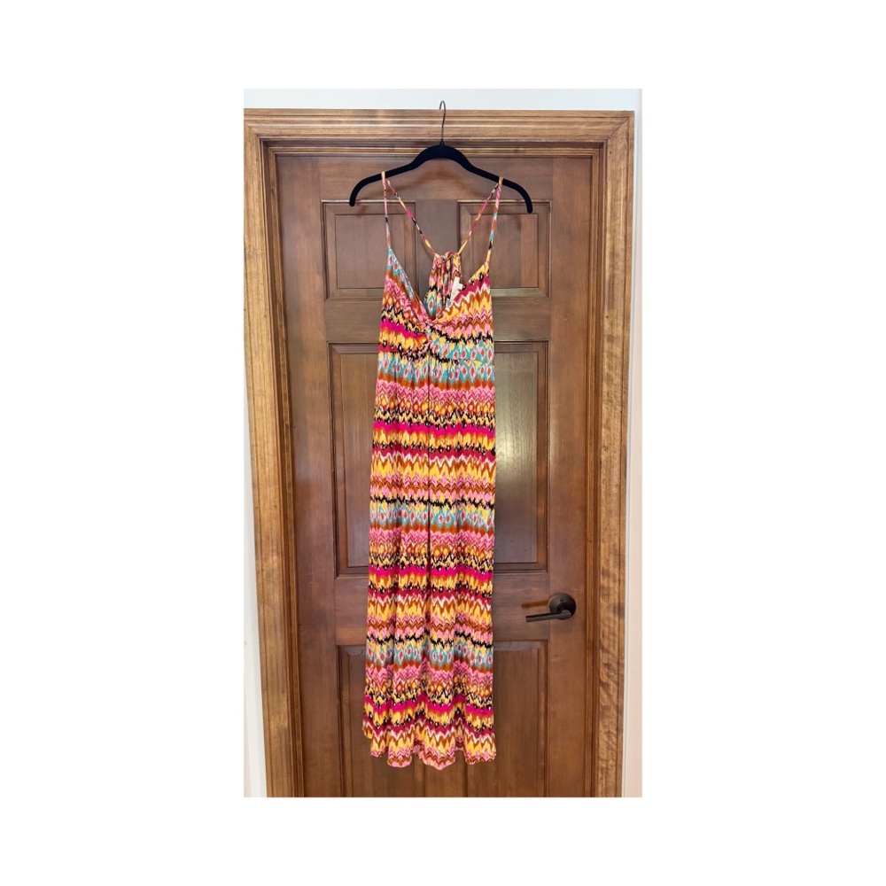 Boden Pink and White Halter Sundress Maxi